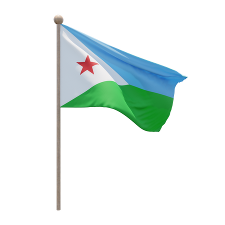 Djibouti Flag Pole  3D Illustration