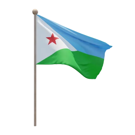 Djibouti Flag Pole  3D Flag