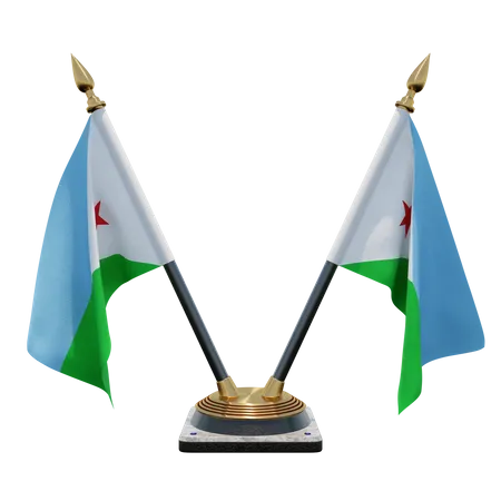 Suporte de bandeira de mesa dupla do Djibuti  3D Flag