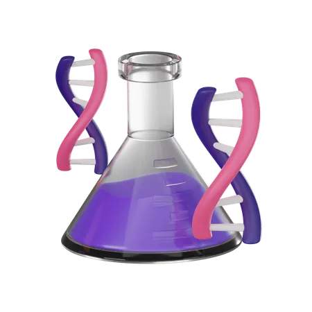 Scientific Biology Beaker And DNA A Perfect Addition For Educational Content Illustrating Key Elements Of Research And Molecular Biology 3 D Render Illustration 3D Icon