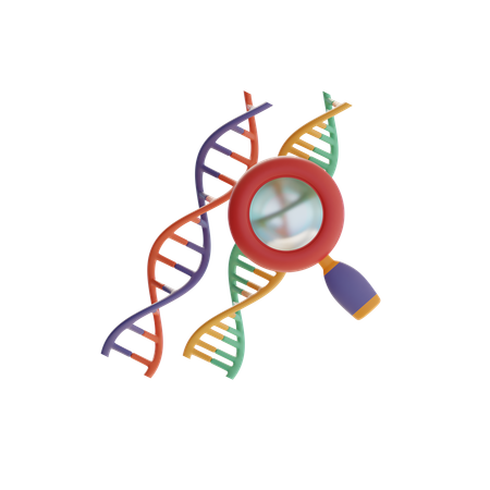 Dna And Magnifying Glass  3D Icon
