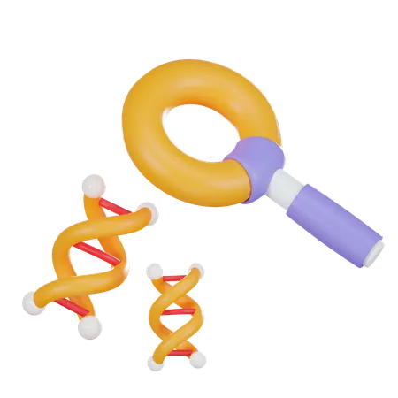Dna And Magnifier 3 D Icon 3D Icon