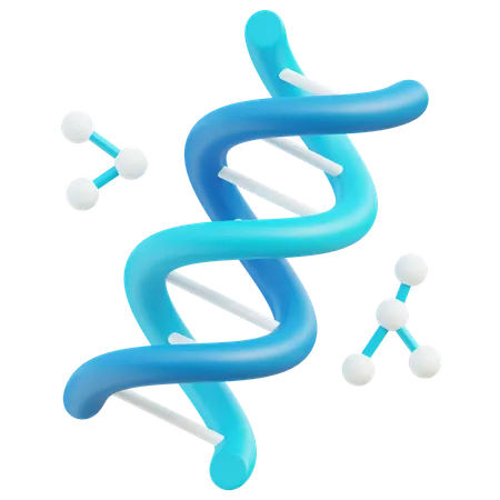 3 D Illustration Of A Stylized DNA Strand In Vibrant Shades Of Blue Floating Alongside Model Molecules 3D Icon