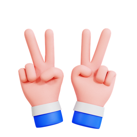 Doble gesto de paz  3D Icon