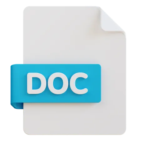 3 D Illustration Of Doc File Extension 3D Icon
