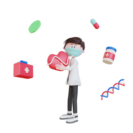 Docteur avec des médicaments  3D Illustration