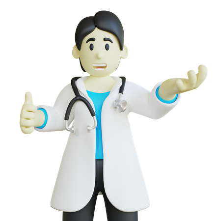 Médecin avec la pose des pouces vers le haut  3D Illustration