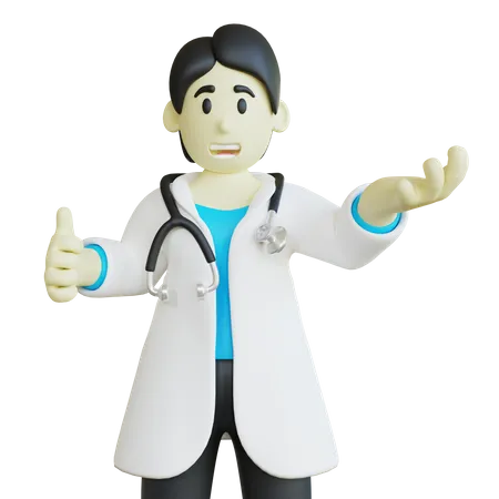 Médecin avec la pose des pouces vers le haut  3D Illustration