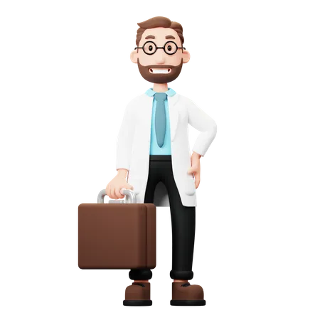 Docteur avec sac  3D Illustration