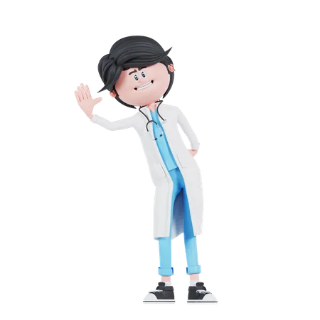 Le docteur dit bonjour pose  3D Illustration