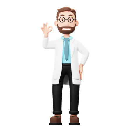 Docteur disant ok geste  3D Illustration