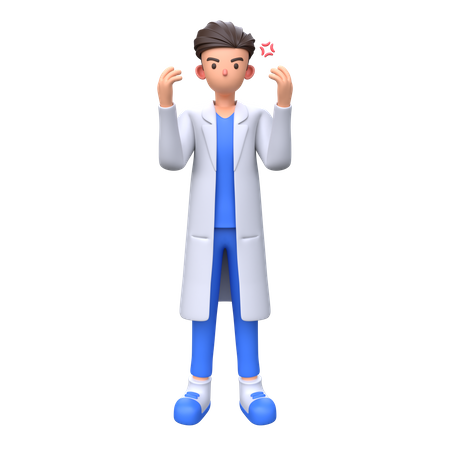 Docteur en colère  3D Illustration
