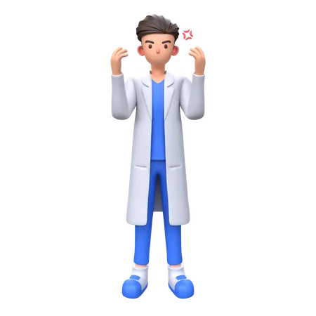 Docteur en colère  3D Illustration