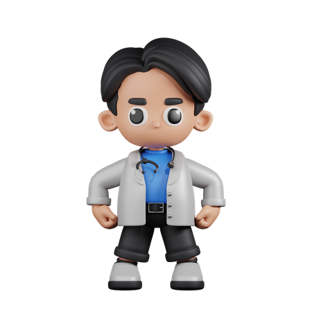 Docteur en position de héros  3D Illustration