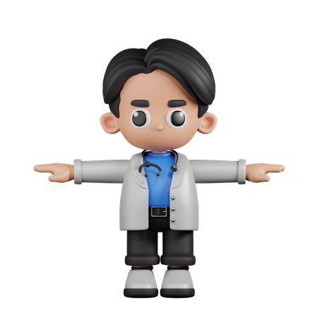 Docteur en pose en T  3D Illustration