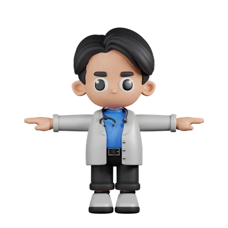 Docteur en pose en T  3D Illustration