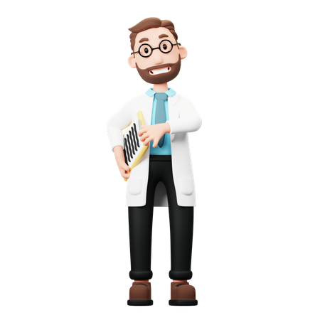 Docteur détenant un document  3D Illustration