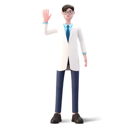 Docteur levant la main  3D Illustration
