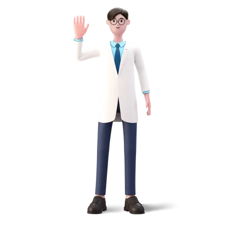 Docteur levant la main  3D Illustration