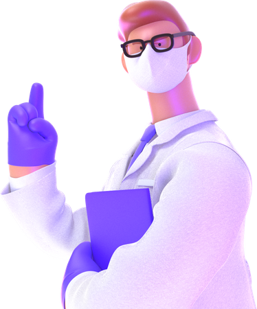 Médecin levant le doigt  3D Illustration