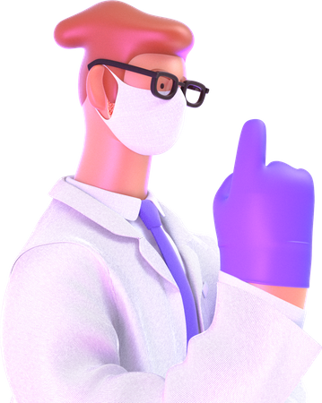 Docteur levant le doigt  3D Illustration