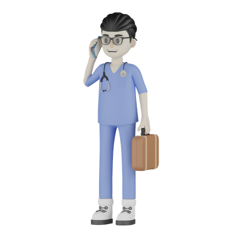 Médecin parle au téléphone  3D Illustration