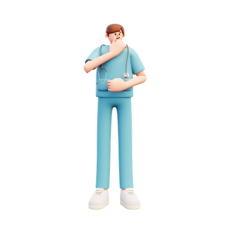 Le docteur pense à quelque chose  3D Illustration