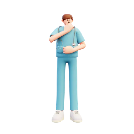 Le docteur pense à quelque chose  3D Illustration