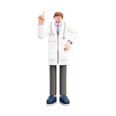 Docteur pointant vers le haut  3D Illustration