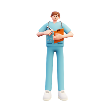 Médecin rédigeant un rapport médical  3D Illustration