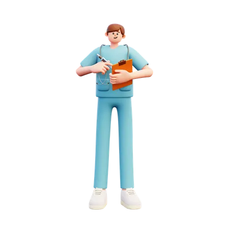 Médecin rédigeant un rapport médical  3D Illustration