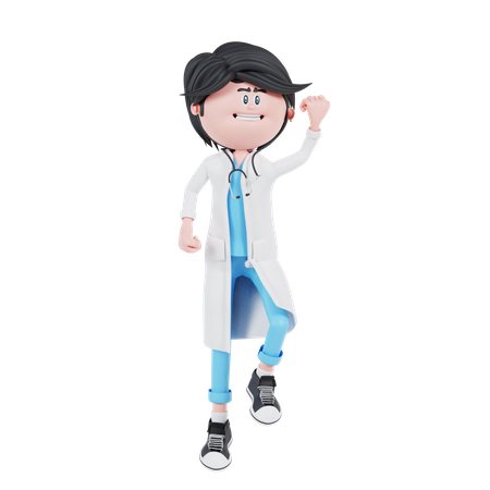 Pose de saut de docteur  3D Illustration