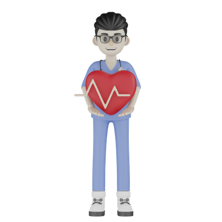 Docteur, coeur attentionné  3D Illustration