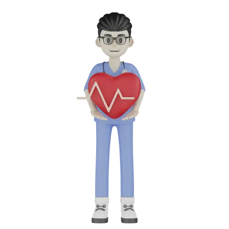 Docteur, coeur attentionné  3D Illustration