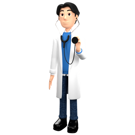 Docteur tenant un statoscope  3D Illustration