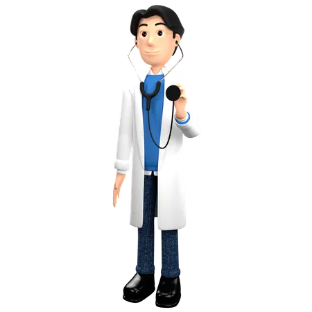 Docteur tenant un statoscope  3D Illustration