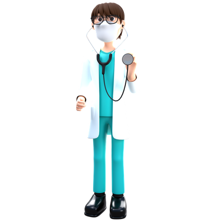 Docteur tenant un statoscope  3D Illustration