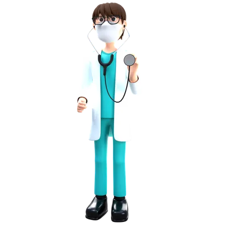 Docteur tenant un statoscope  3D Illustration