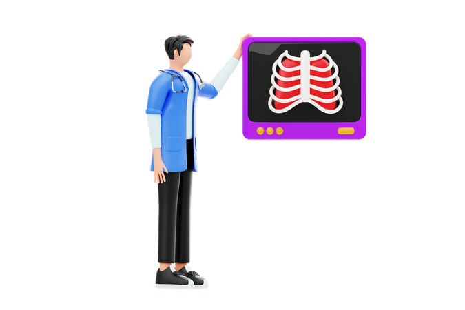 Médecin tenant une radiographie  3D Illustration