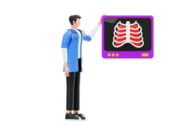 Médecin tenant une radiographie  3D Illustration