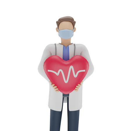 Docteur, tenue, coeur  3D Icon