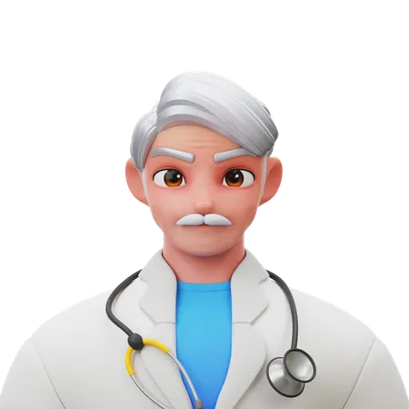 Docteur, vieil homme  3D Illustration