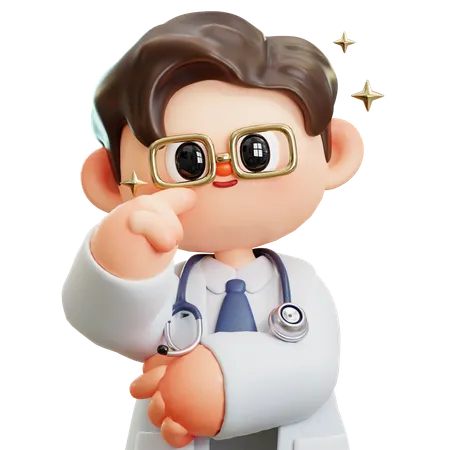 Doctor Wears Glasses 3 D Cute Cartoon Character Smiling Male Doctor With Stethoscope Concept Of Science Medical Health Healthcare Insurance National Doctors Day 3D Illustration