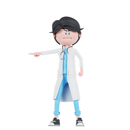 Doctor angry pose with pointing  3D Icon