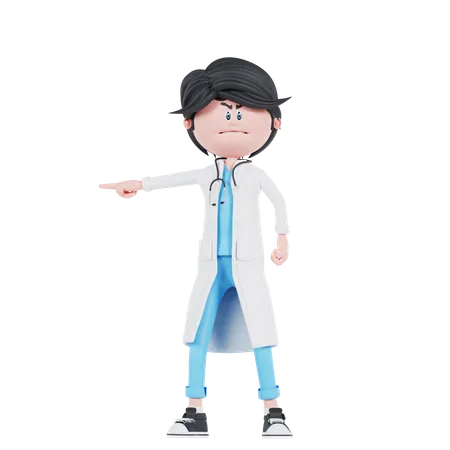 Doctor angry pose with pointing  3D Illustration