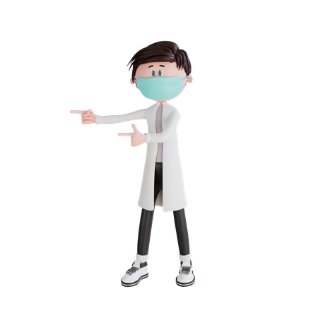 Doctor apuntando hacia el lado izquierdo  3D Illustration