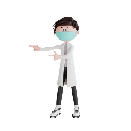 Doctor apuntando hacia el lado izquierdo  3D Illustration