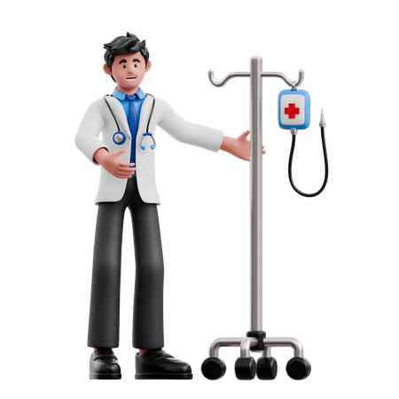 Doctor Bring Blood Bottle  3D Illustration