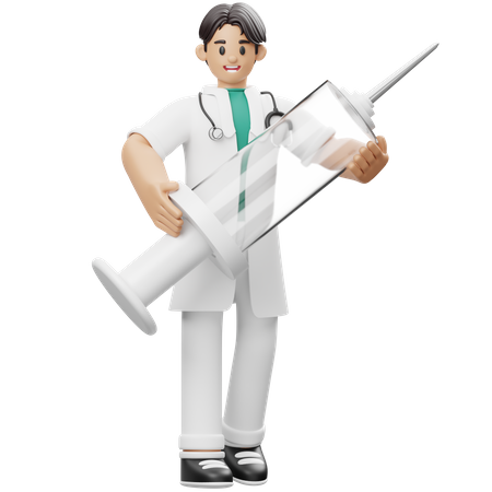 Doctor Bring Injection  3D Illustration