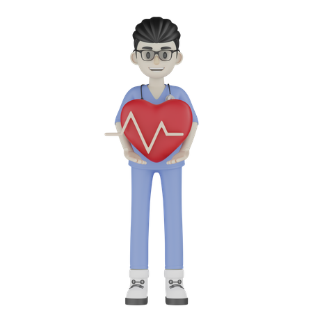 Doctor Caring Heart 3D Illustration